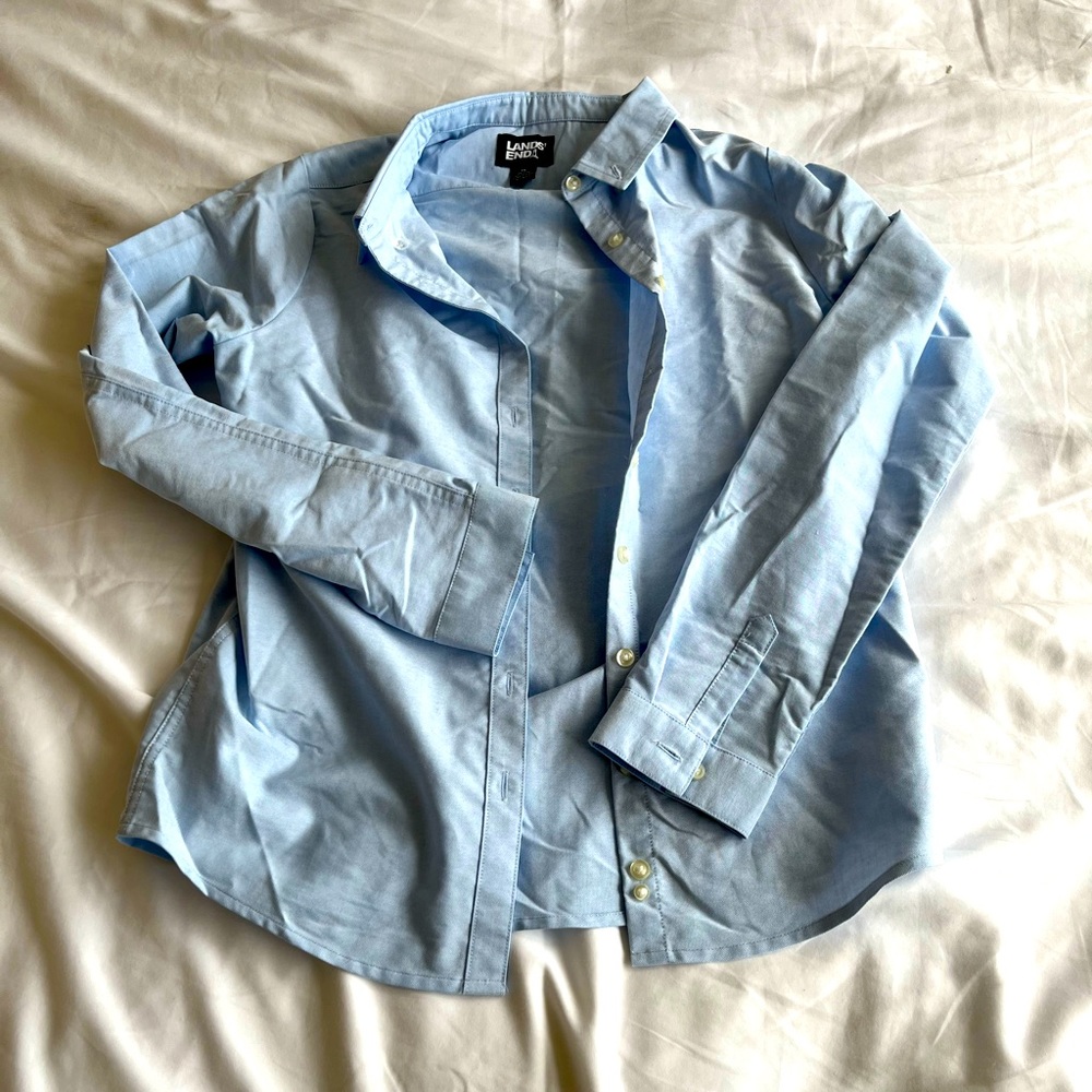 Lands end collard top blue